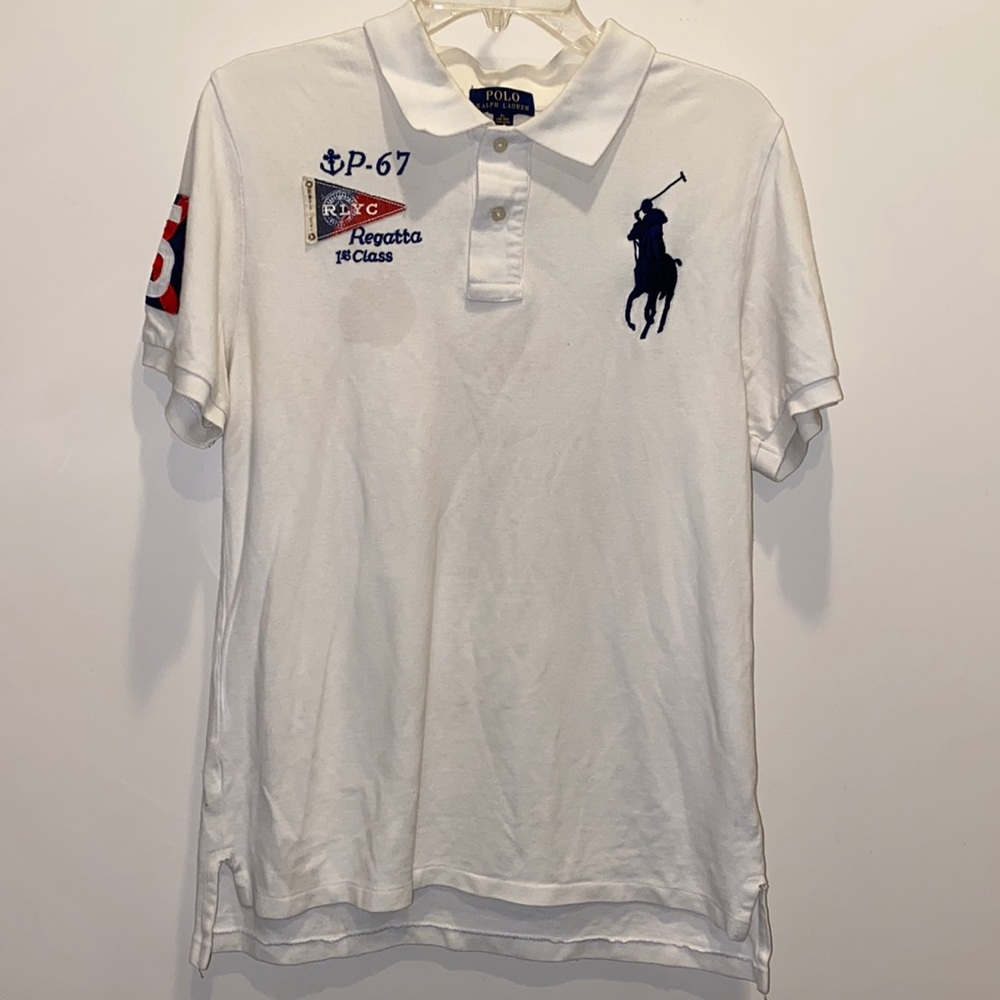 Polo Ralph Lauren Yacht Club white polo shirt- Size XL.